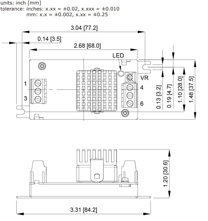 机械图纸 - CUI Inc DQC30直流－直流转换器