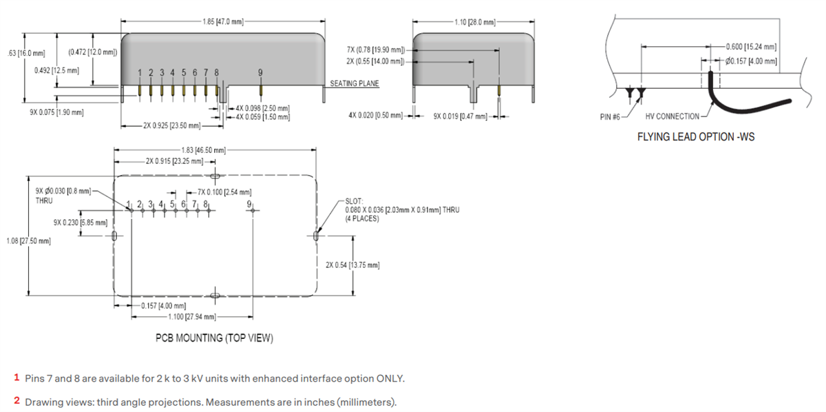 Mechanical Drawing - Advanced Energy / Ultravolt M Series DC-DC Regulated Power Supplies