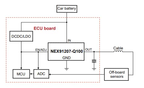 应用电路图 - Nexperia NEX9x 40V LDO稳压器