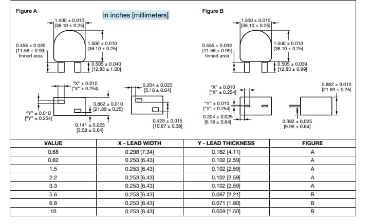 机械图纸 - Vishay / Dale IHXL1500VZ-31商用通孔电感器