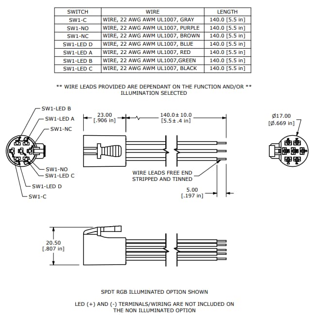 Mechanical Drawing - E-Switch PVPB3 Anti-Vandal Wired Sockets