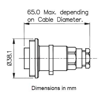 Mechanical Drawing - Bulgin Vitalis Buccaneer Inline Cable Connectors
