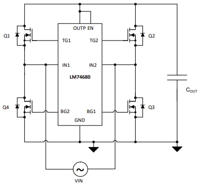 原理图 - Texas Instruments LM74680理想二极管桥控制器