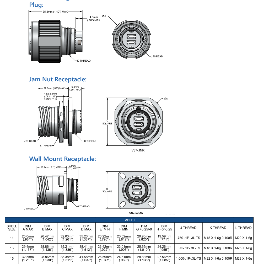 机械图纸 - Amphenol Fiber Systems International VITA 87高密度圆形MT连接器