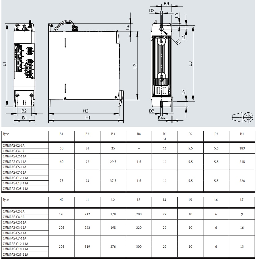 Mechanical Drawing - Festo CMMT-AS Servo Drives