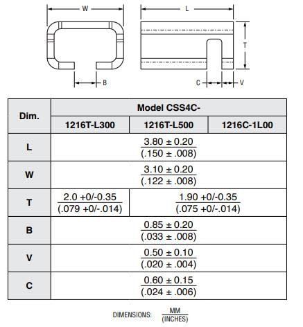 机械图纸 - Bourns CSS4C-1216电流感测电阻器