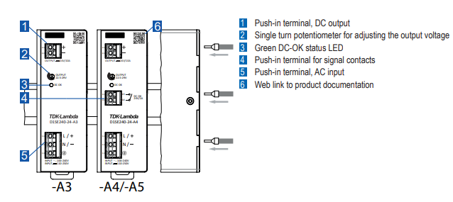 位置电路 - TDK-Lambda D1SE 120W至480W DIN导轨式电源