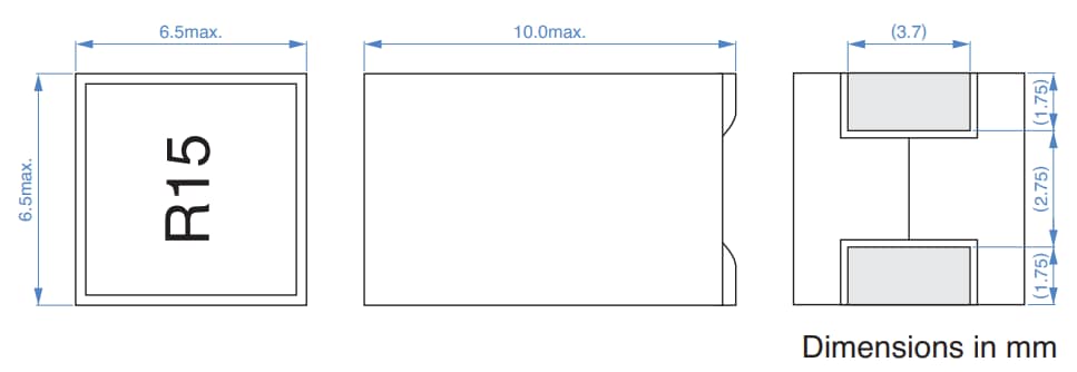 机械图纸 - TDK VLBU6565100符合F4-Type标准的绕线铁氧体电感器