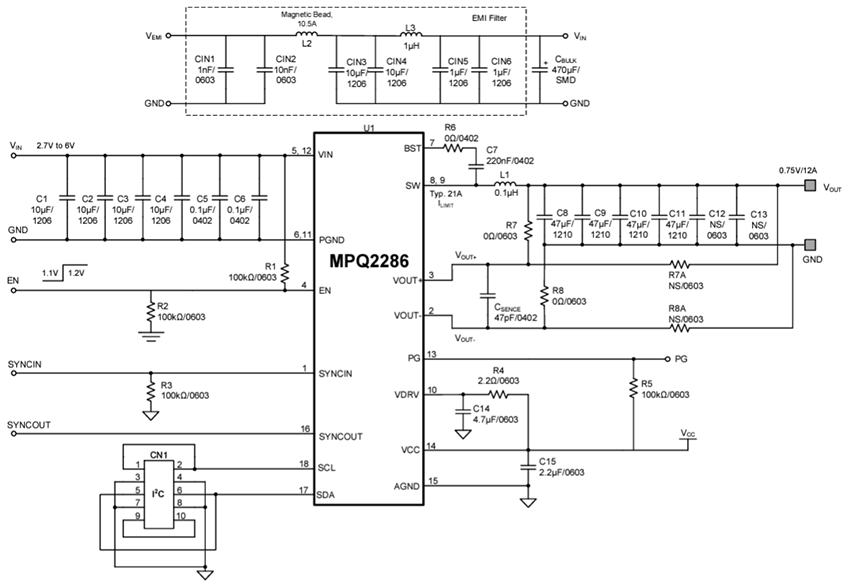 Schematic - Monolithic Power Systems (MPS) EVQ2286-L-00A Evaluation Board