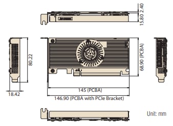 机械图纸 - Advantech EAI-3300 Hailo-8™ PCIe AI卡