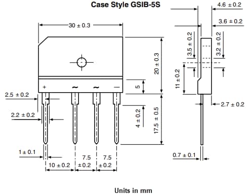 机械图纸 - Vishay Semiconductors GSIB15x桥式整流器