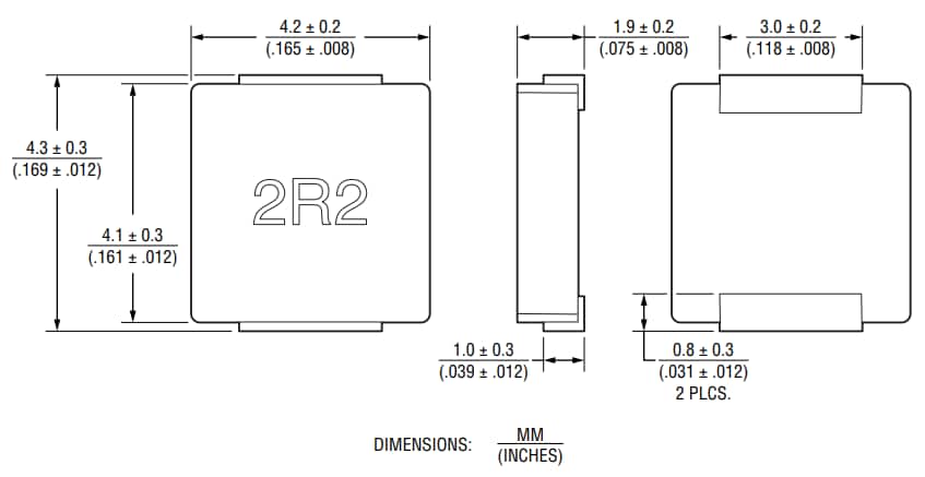 机械图纸 - Bourns SRP4021HMCT 屏蔽型功率电感器