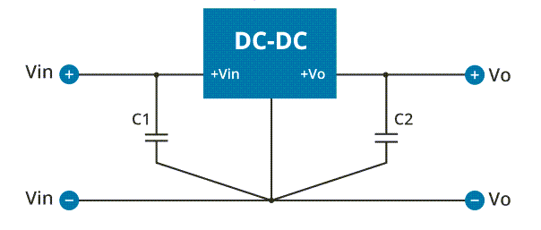应用电路图 - CUI Inc P78B-1000R 1A非隔离式DC-DC转换器