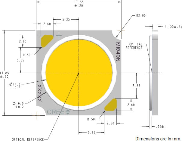 Cree XLamp CMA1840 - 机械尺寸