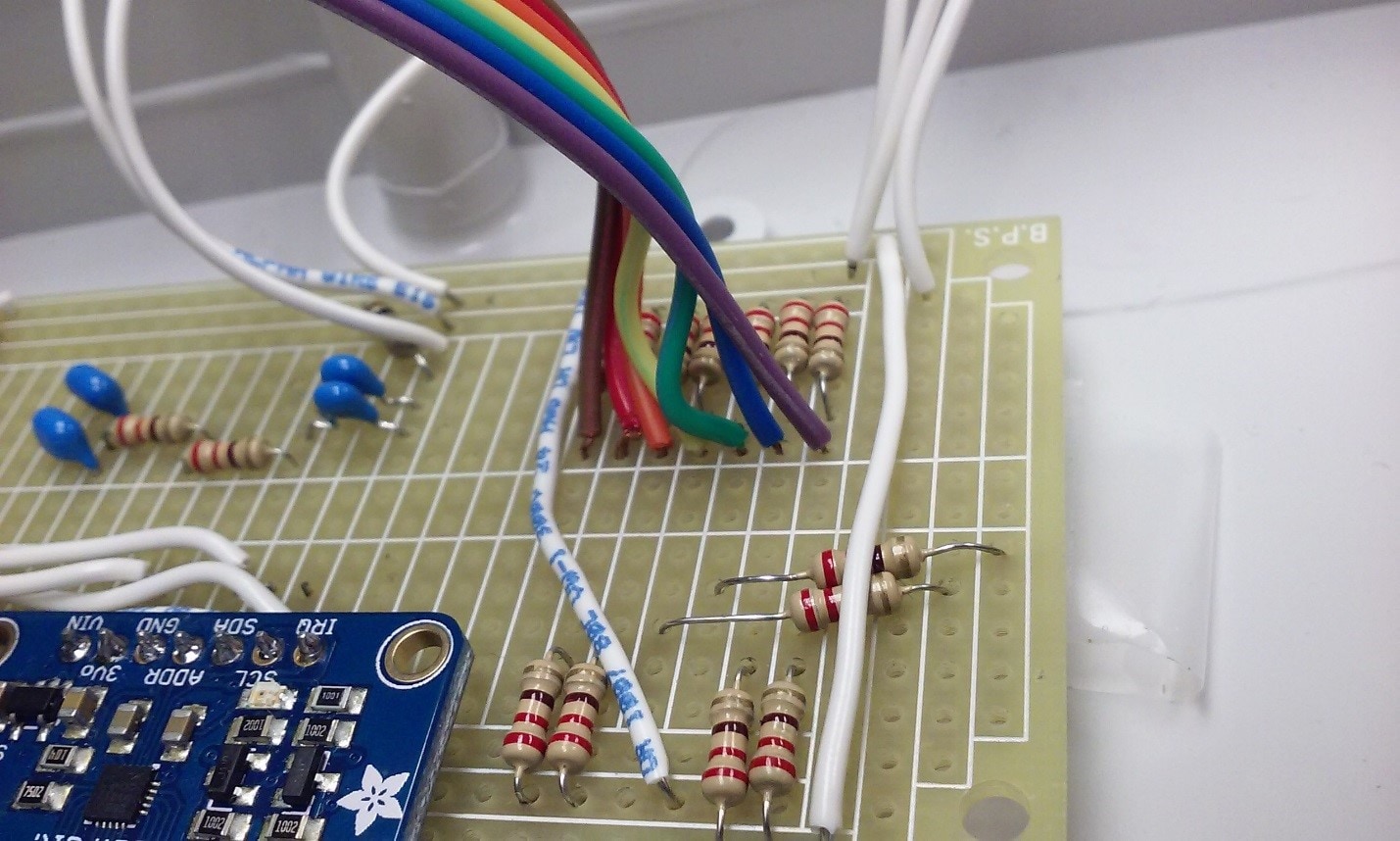 The volume slider wires (on left) and the IR sensor wires (on right).