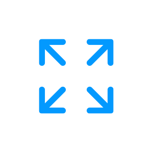 四个指向上、下、左和右的箭头构成的浅蓝色图标