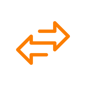 由两个一左一右指向的箭头构成的橙色图标