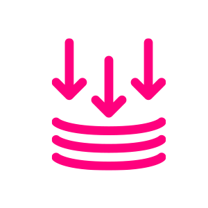 顶部有三个向下箭头的三层粉红色图标