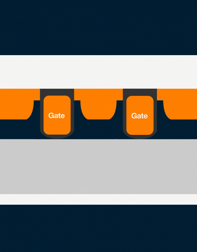 表示在栅极技术中添加屏蔽的示意图。